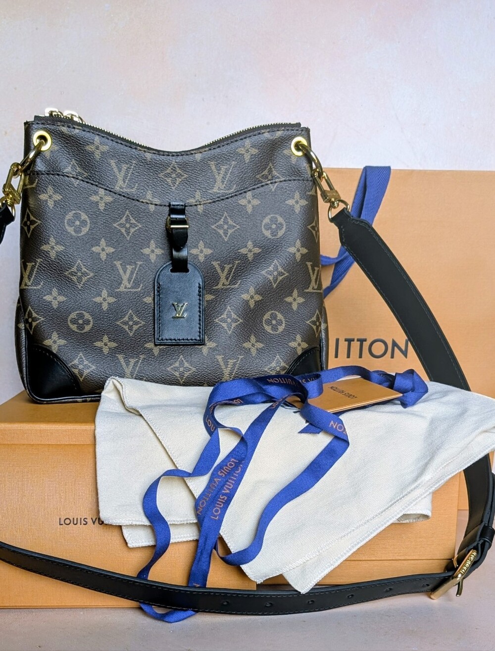 AUTHENTIC Louis Vuitton Monogram Canvas Odeon PM NOIR Crossbody bag